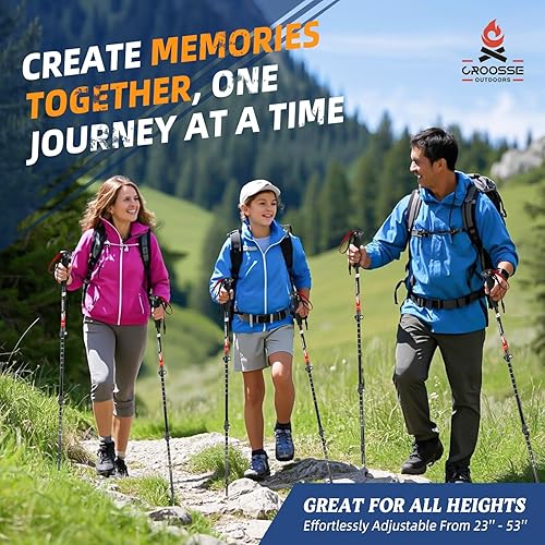 Miniatura 9 de Bastones de senderismo ligeros y plegables para senderismo, paquete de 2 bastones de senderismo ajustables, bastones de aluminio para esquí, caminar