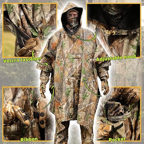 Miniatura 4 de Poncho militar, poncho impermeable del ejército del camuflaje, poncho militar de la lluvia del Rip Stop del uso multi