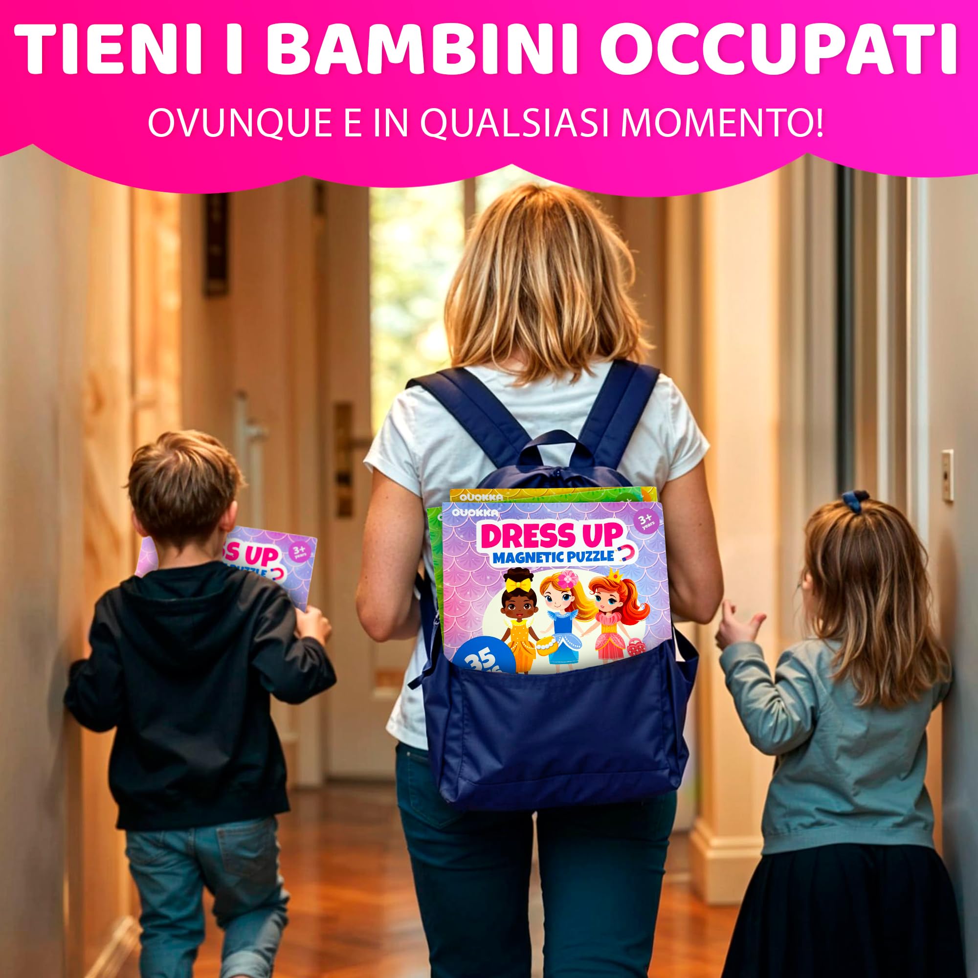 QUOKKA Bambole Magnetica da Vestire per Bambini 2 3 Anni - Giochi da Viaggio Bambina 3 4 Anni - 35 Pezzi Puzzle Magnetico per Aereo e Auto - Principesse Bambole di Carta - Regali Bimba dai 2 ai 5