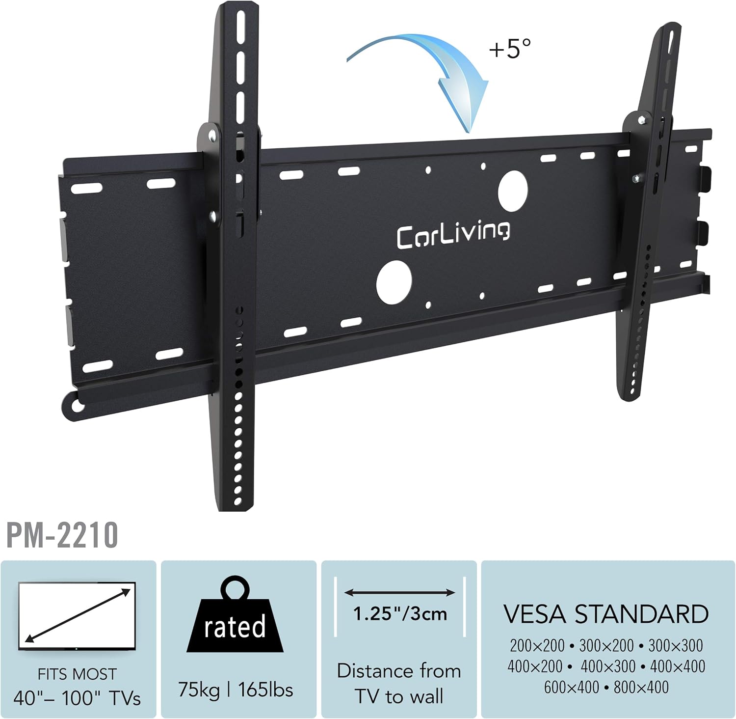 CorLiving Fixed Wall Mount for 40-Inch to 100-Inch TVs