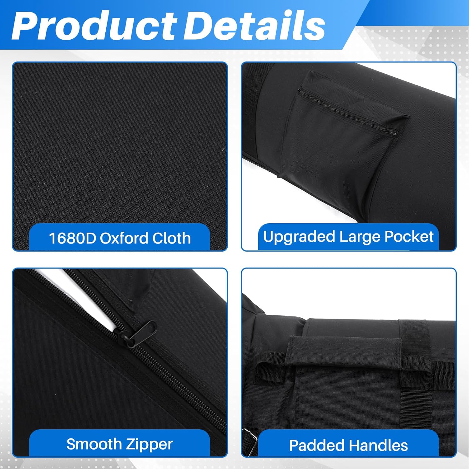 Vincreem Ice Auger Carrying Bag for Ice Fishing Accessory Compatible with All Augers, Standard, Only Bag(Black)