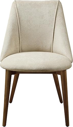 Miniatura 3 de Acme Willene - Silla auxiliar de tela contemporánea en beige/nogal (juego de 2)