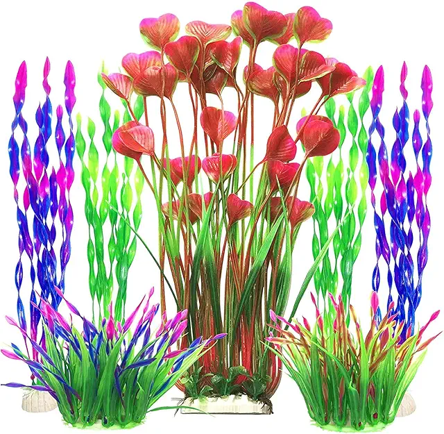 QIODAZOO Artificial Aquarium Plants 7Pcs - Colorful Fish Tank Decorations