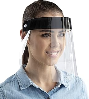 Safety Face Shield Mask Clear Anti-Fog Protective Full Face Shield (Pack of 2) Face Shields Adults Safety Eyes, Nose, Face Bonus Cleaner