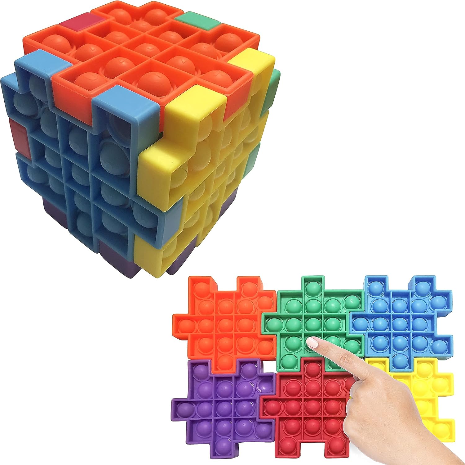 H & H Magic Cube Connecting Puzzle Sensory Toys for Kids & Adults