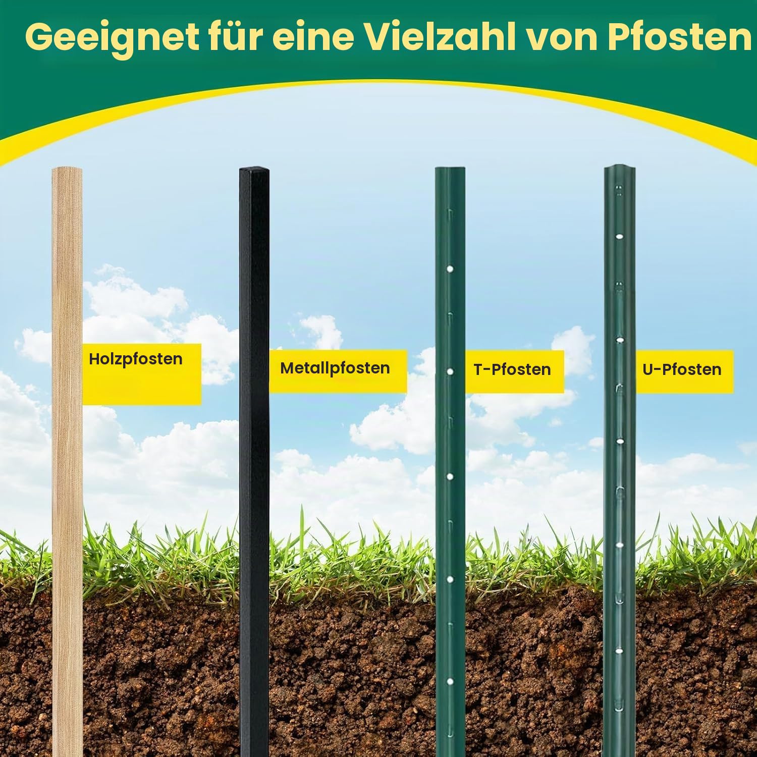 P-Post-Treiber Zaunpfostenramme, 43cm T-Pfostentreiber mit Griffen, Hochleistungs-Zaunpfostentreiber, Pfostenstampfer, Zaunpfostenramme für T-Pfosten, U-Kanal, Metallpfosten