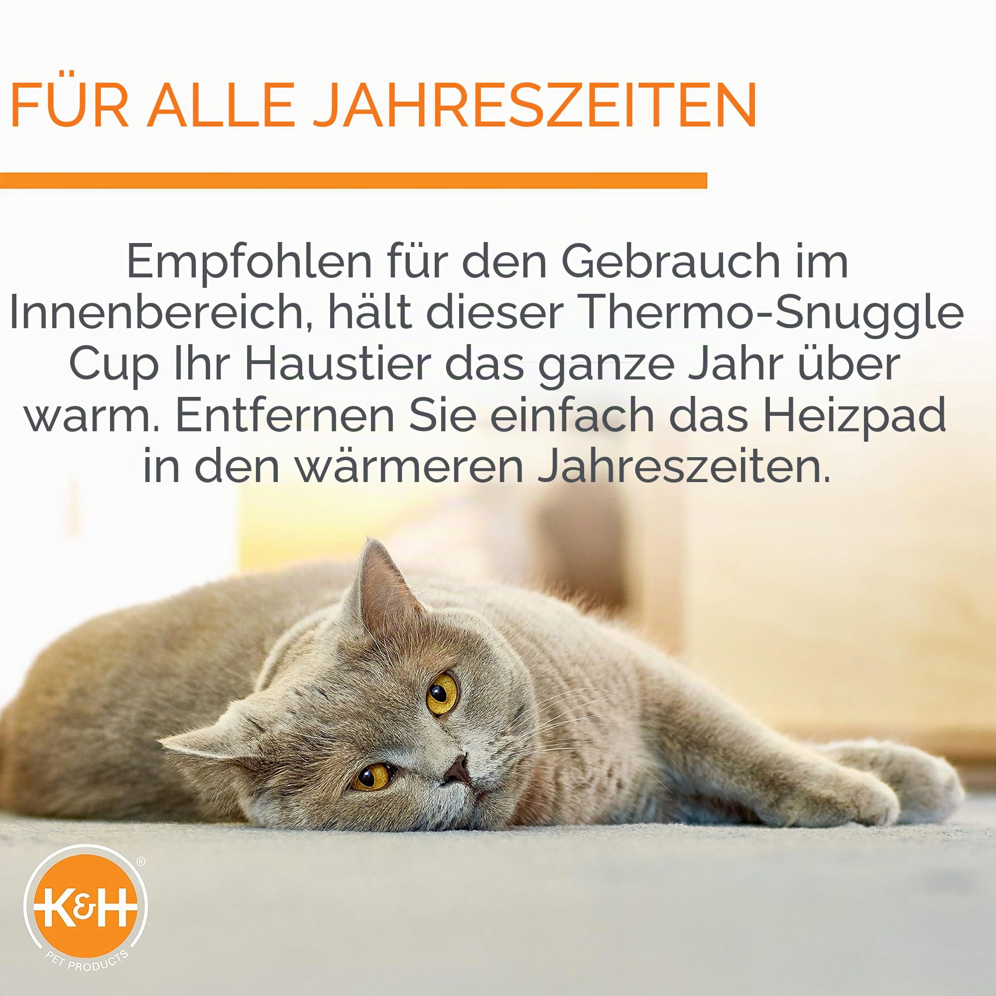 K&H PET PRODUCTS Beheiztes Thermo-Katzenbett für den Innenbereich, beheiztes Haustierbett für Indoor-Katzen und kleine Hunde, thermisches warmes großes Katzenbett, rundes Katzenbett, grau, 35,6 x 45,7