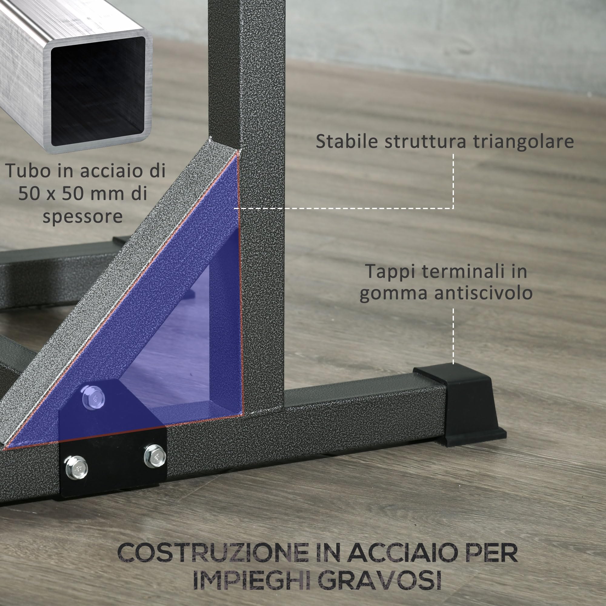 SPORTNOW Supporto per Bilanciere Rack Bilanciere 60-87x65x121-158cm Nero | Altezza e Larghezza Regolabili, in Acciaio ed EVA, Rack Palestra, Carico Massimo 150kg