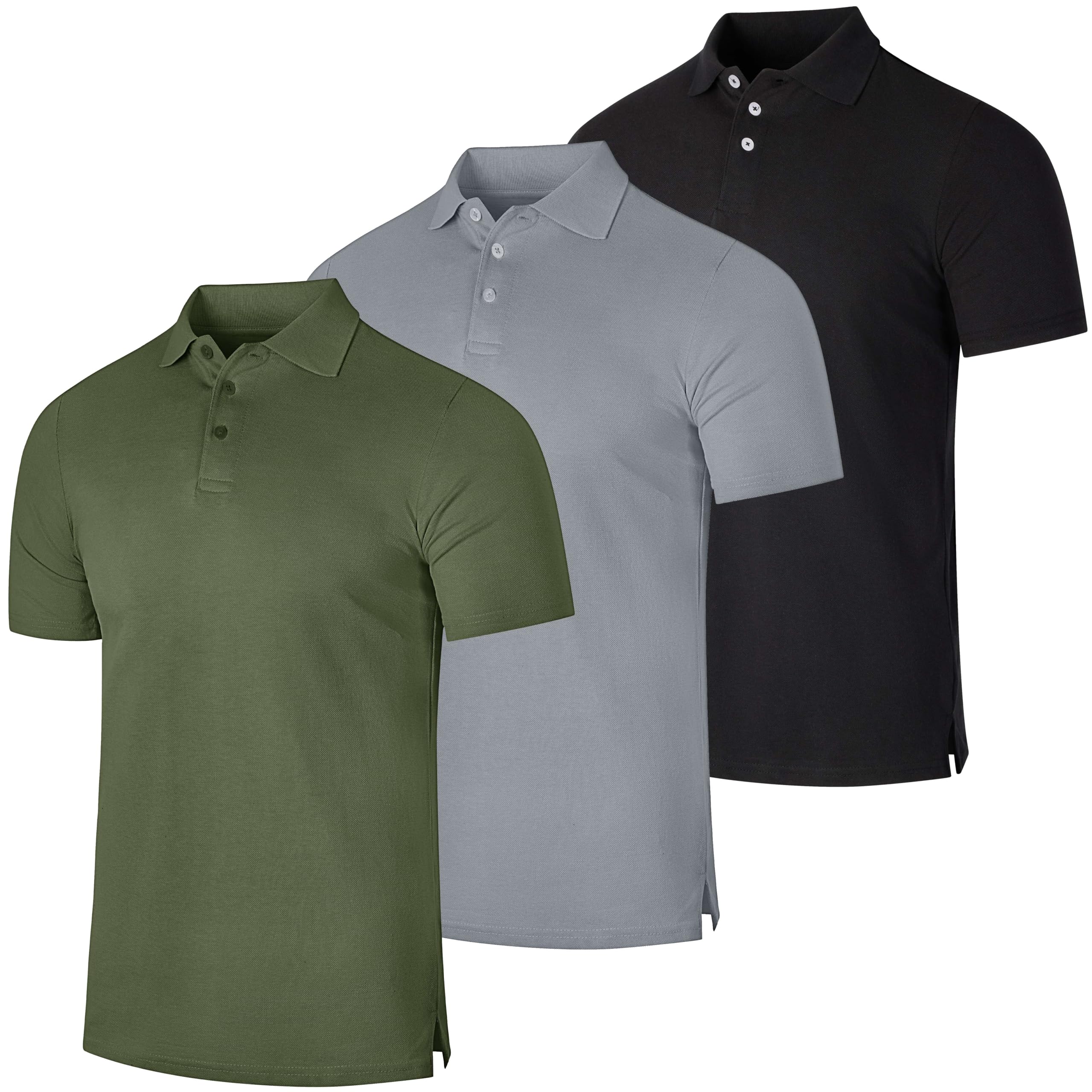 Real Essentials 3-Pack Men's Cotton Polo