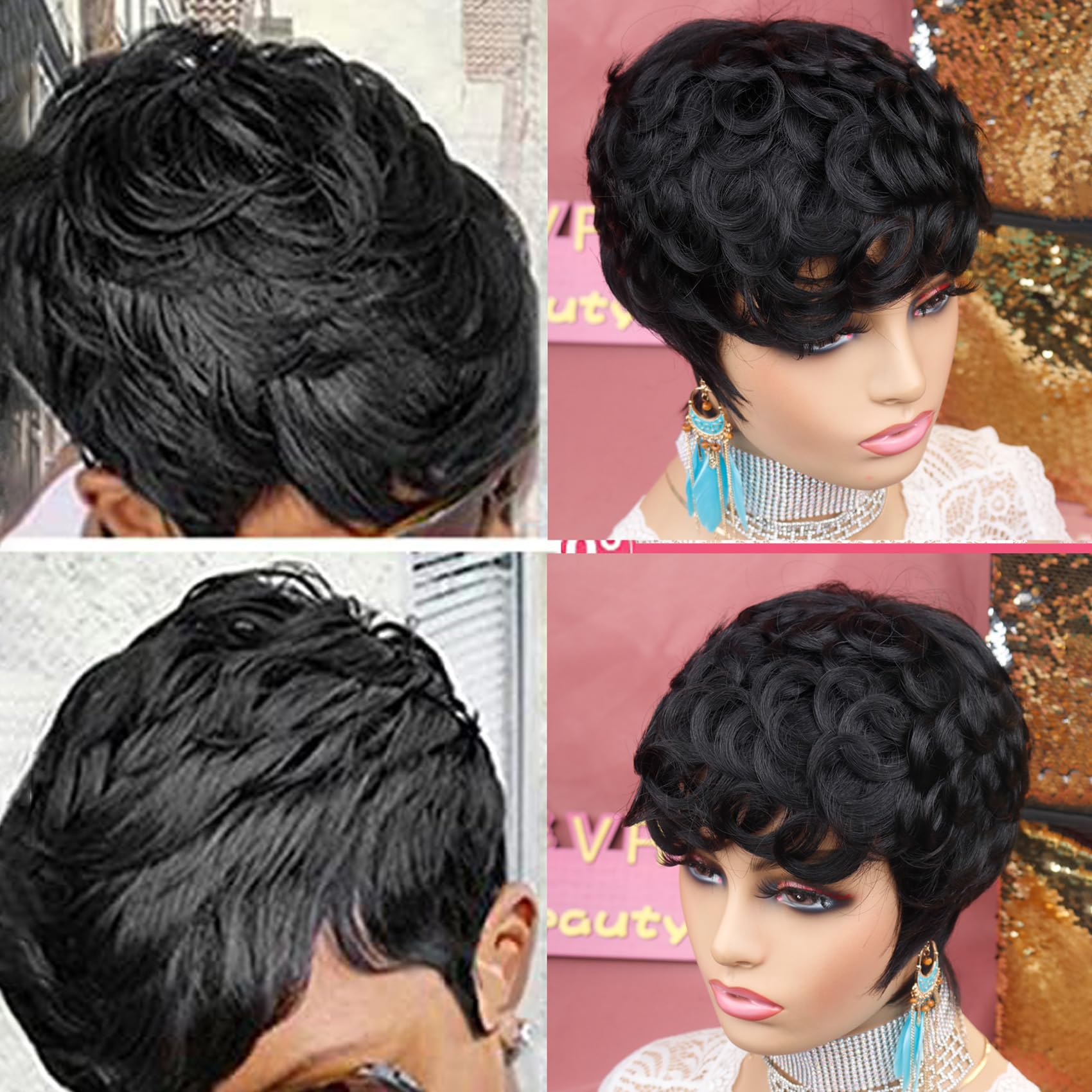 Vrz Short Wigs Human Hair For Black Women Pixie Cut Desertcart INDIA