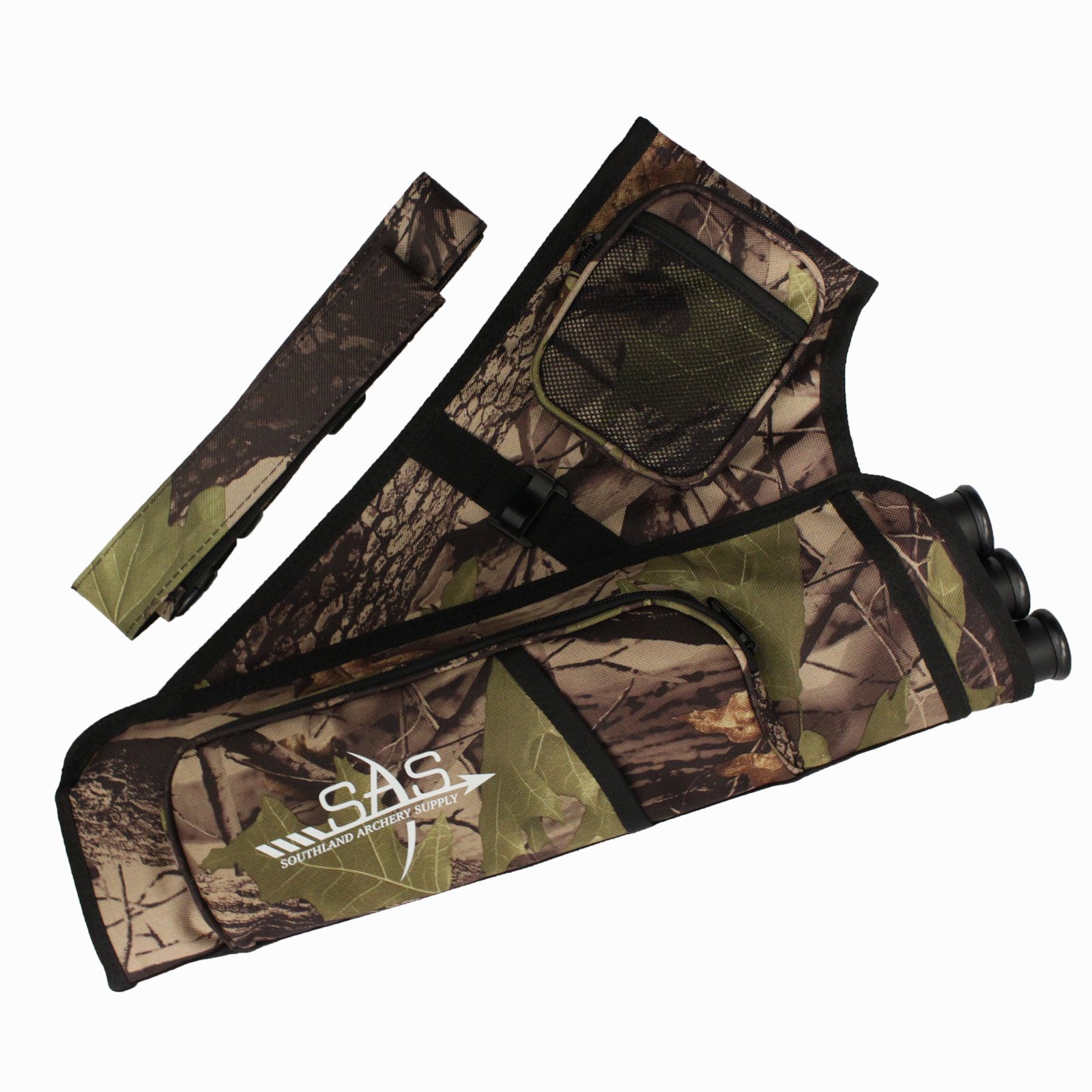 SAS Tube Archery Arrow Target Quiver with Two Zipped Pockets, One Binocular Pocket and Adjustable Waist Strap