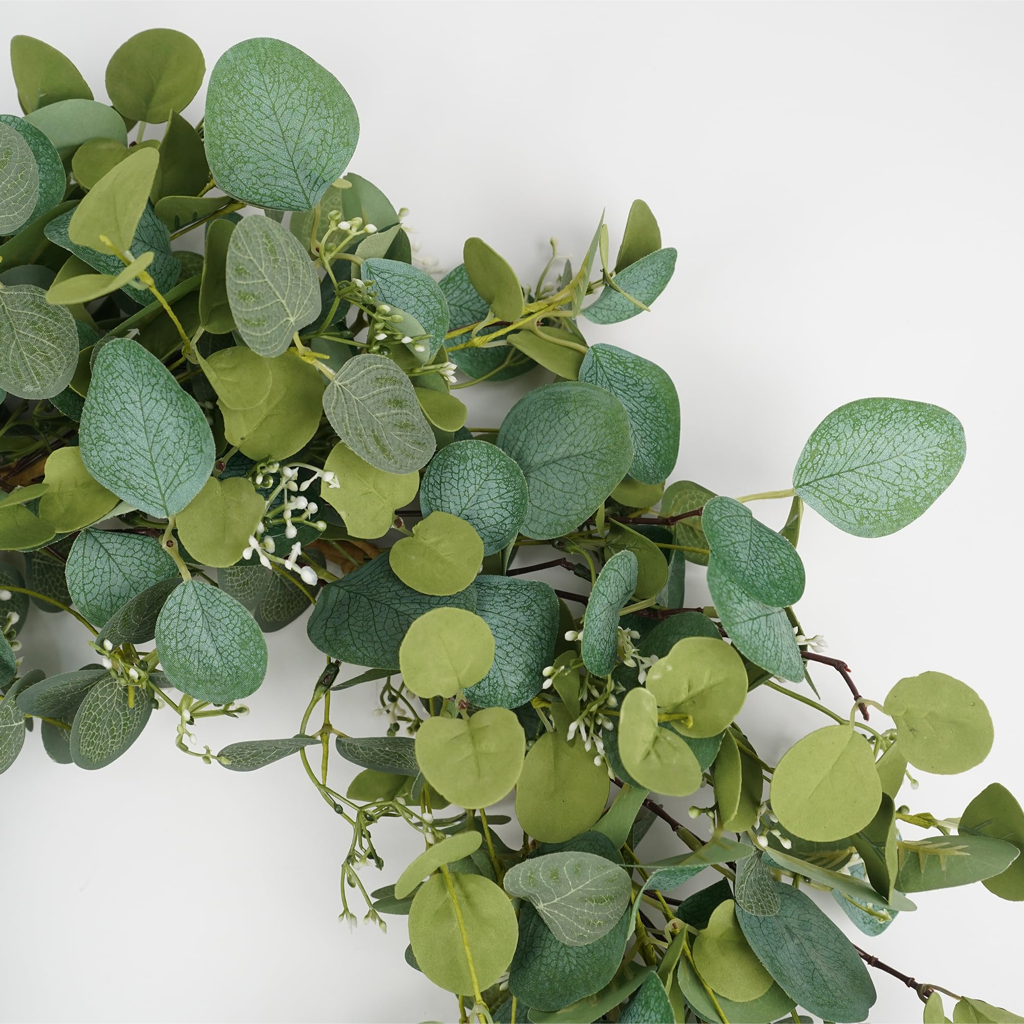 HomeKaren Eukalyptus-Kränze für Haustür, 66 cm, handgefertigter grüner Blätterkranz für Sommer, Frühling und alle Jahreszeiten, grüner Blumenkranz für Wand und Außenbereich
