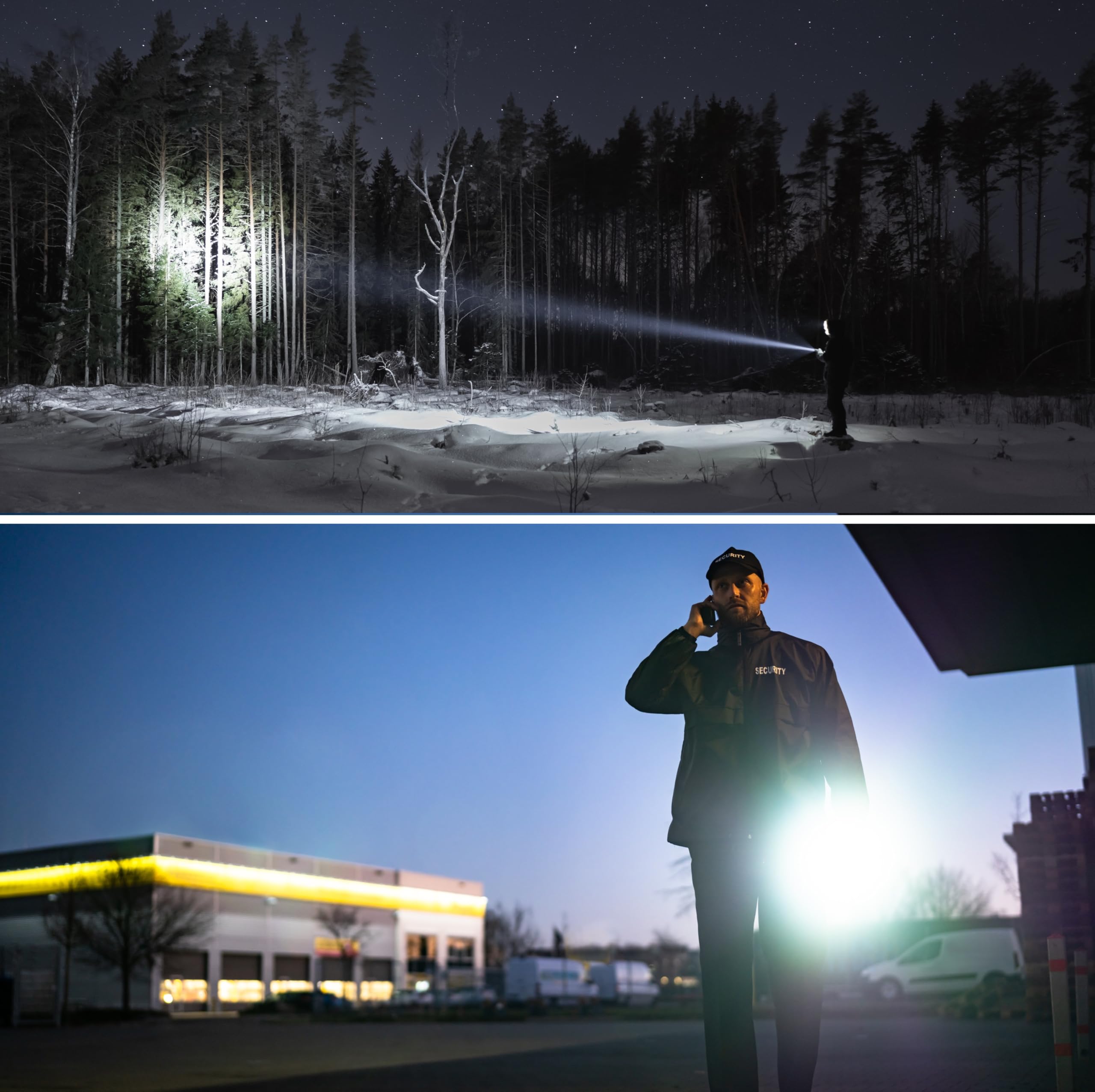 EMOS LED akumulatorowy reflektor ręczny do użytku na zewnątrz z paskiem do noszenia i stojakiem, super jasny 1000 lm, zasięg świecenia 500 m, czas świecenia 10-22 h, wodoszczelność IP44, odporny na