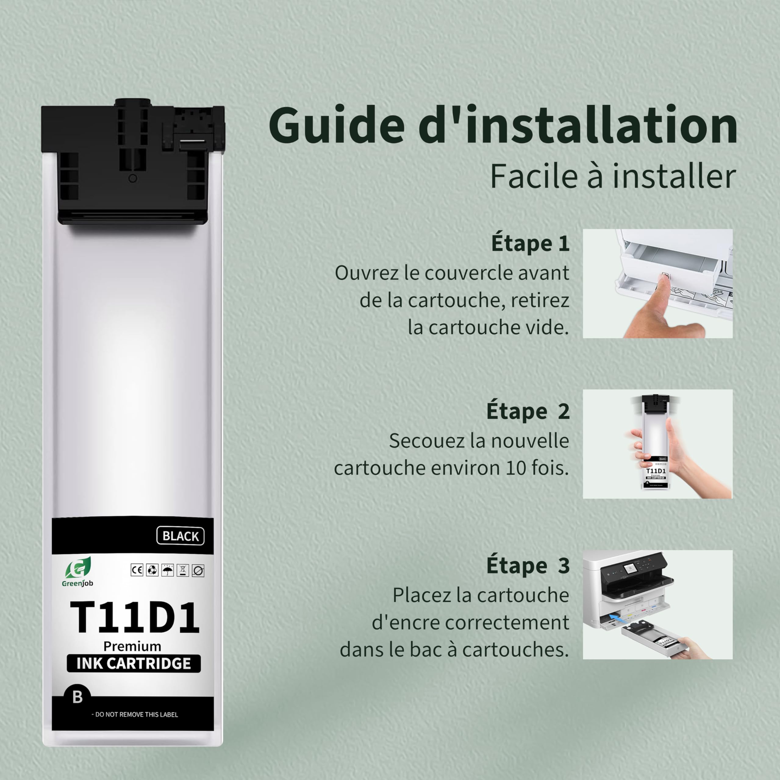 T11D1-T11D4 Cartouche d'encre pour Epson T11D T11D1 T11D2 T11D3 T11D4 pour Epson Workforce Pro WF-C5390DW WF-C5890DWF WF-C5390DN WF-C5390DW BAM WF-C5390DW BAM (4 Pack)
