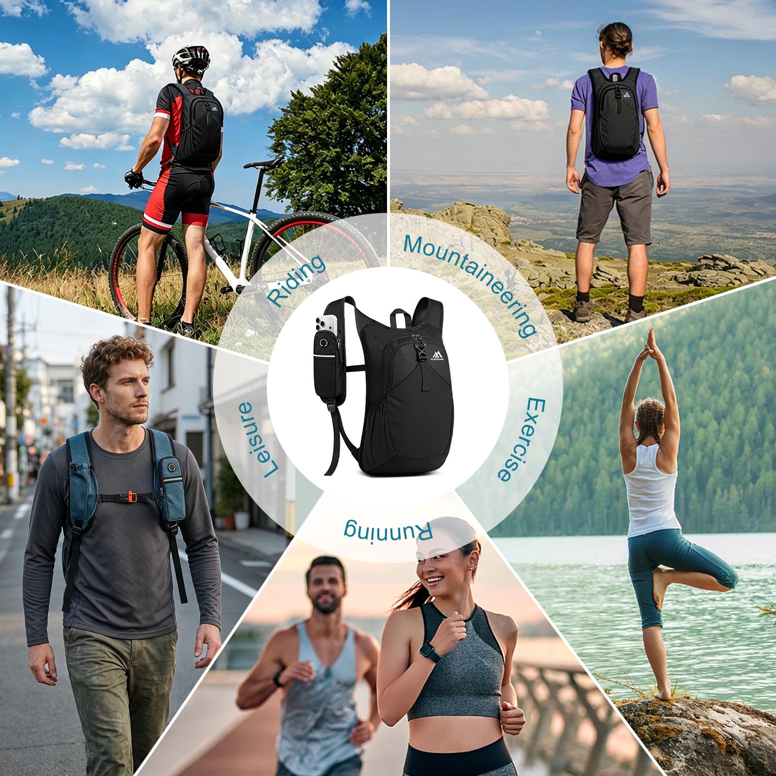 flintronic 18L Zaino Trekking Pieghevole, Impermeabile Zaino Ultraleggero, Zaini da Escursionismo, Zaini Ripiegabile Tasca Multipla, Sport All'aria Aperta, Arrampicata, Escursionismo, Campeggio