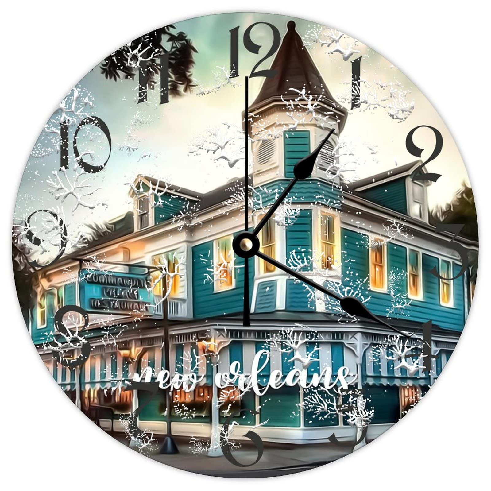 Horloge murale de la Nouvelle-Orléans grand format en bois vintage
