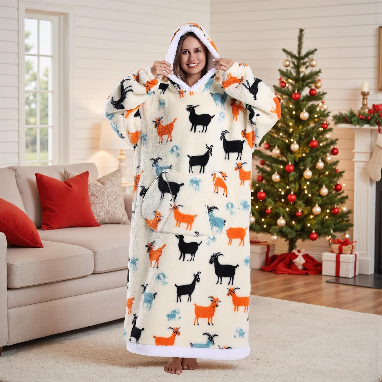 Adults Thick Wearable Blanket Hoodie, Oversized Warm Blanket Sweatshirt Birthday Christmas Mother’s Day Gifts - Image 3