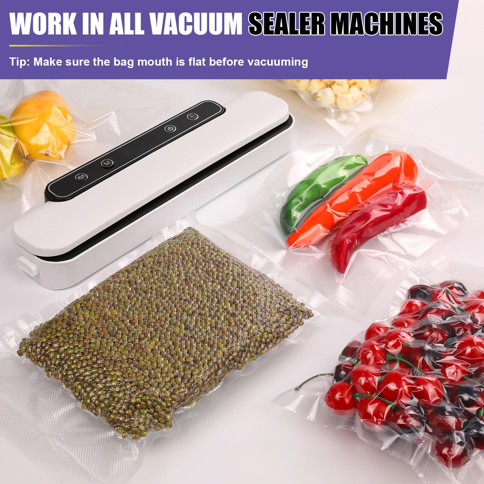CAREGY Paquete de 400 bolsas selladoras al vacío de 8 x 12 pulgadas sin BPA para almacenamiento de alimentos, preparación de comidas o Sous Vide