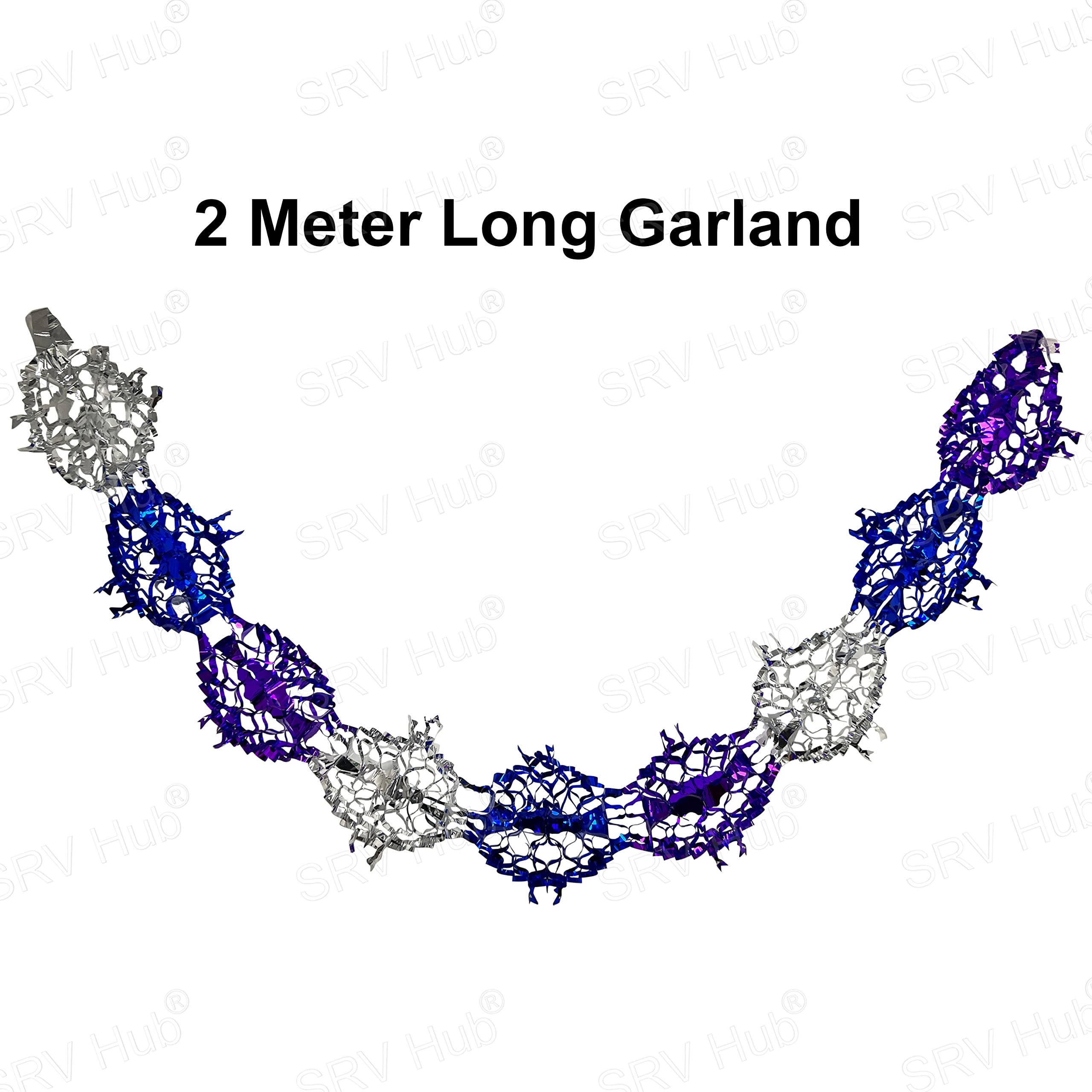 Christmas Hanging Ceiling Foil Wall Decoration Best For Party Decoration (Pack of 3 Purple/Silver/Blue Star Garland) - Image 3