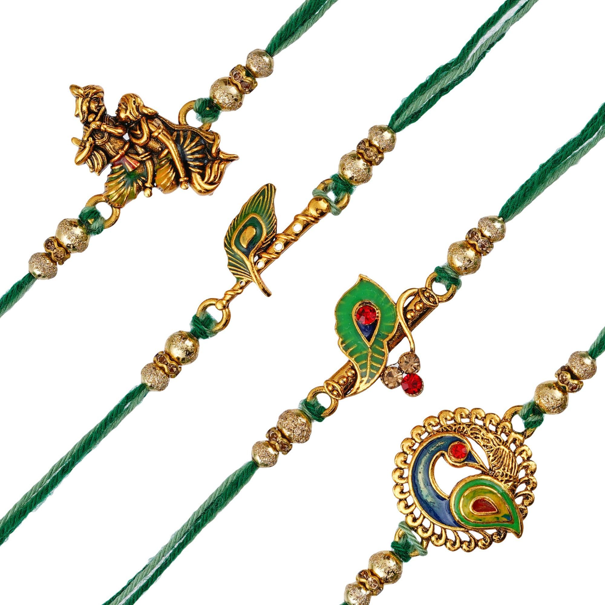 Rakhi Gift Set - Multicolor Radha Krishna Rakhis -9