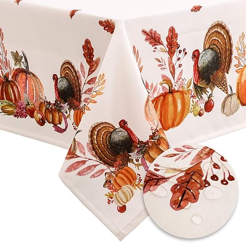 Miniatura 1 de Hiasan Mantel rectangular de cosecha de Acción de Gracias impermeable lavable de secado rápido mantel de otoño para fiestas de comedor o picnic al