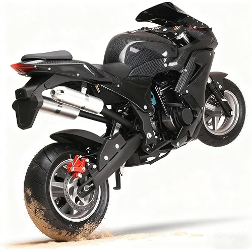 49cc 4-Stroke Pocket Bike,Mini Gas Motorbike,Off Road Trail Bike Dual Headlights Rubber Handlebar 1.8L Gas Tank Motorcycle Strong Power 200kg Mini Bike Motorcycle USA Warehouse (black plus)