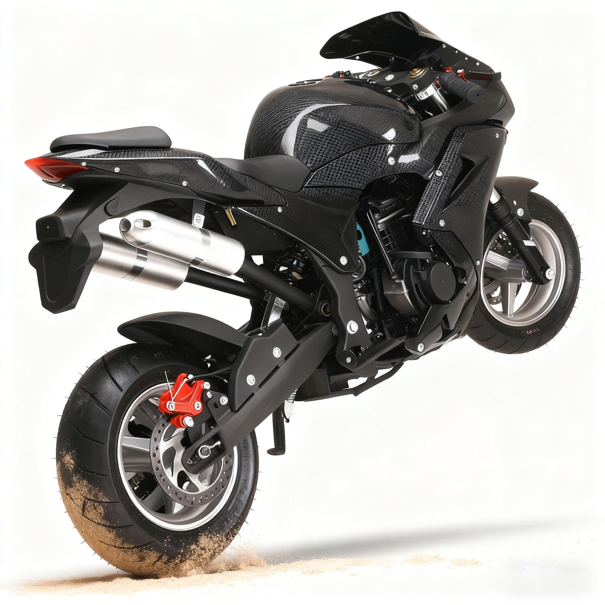 49cc 4-Stroke Pocket Bike,Mini Gas Motorbike,Off Road Trail Bike Dual Headlights Rubber Handlebar 1.8L Gas Tank Motorcycle Strong Power 200kg Mini Bike Motorcycle USA Warehouse (black plus)