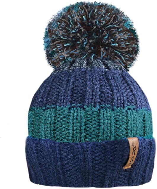 RockJock R80 Boys Ribbed Striped Thermal Insulating Bobble Hat