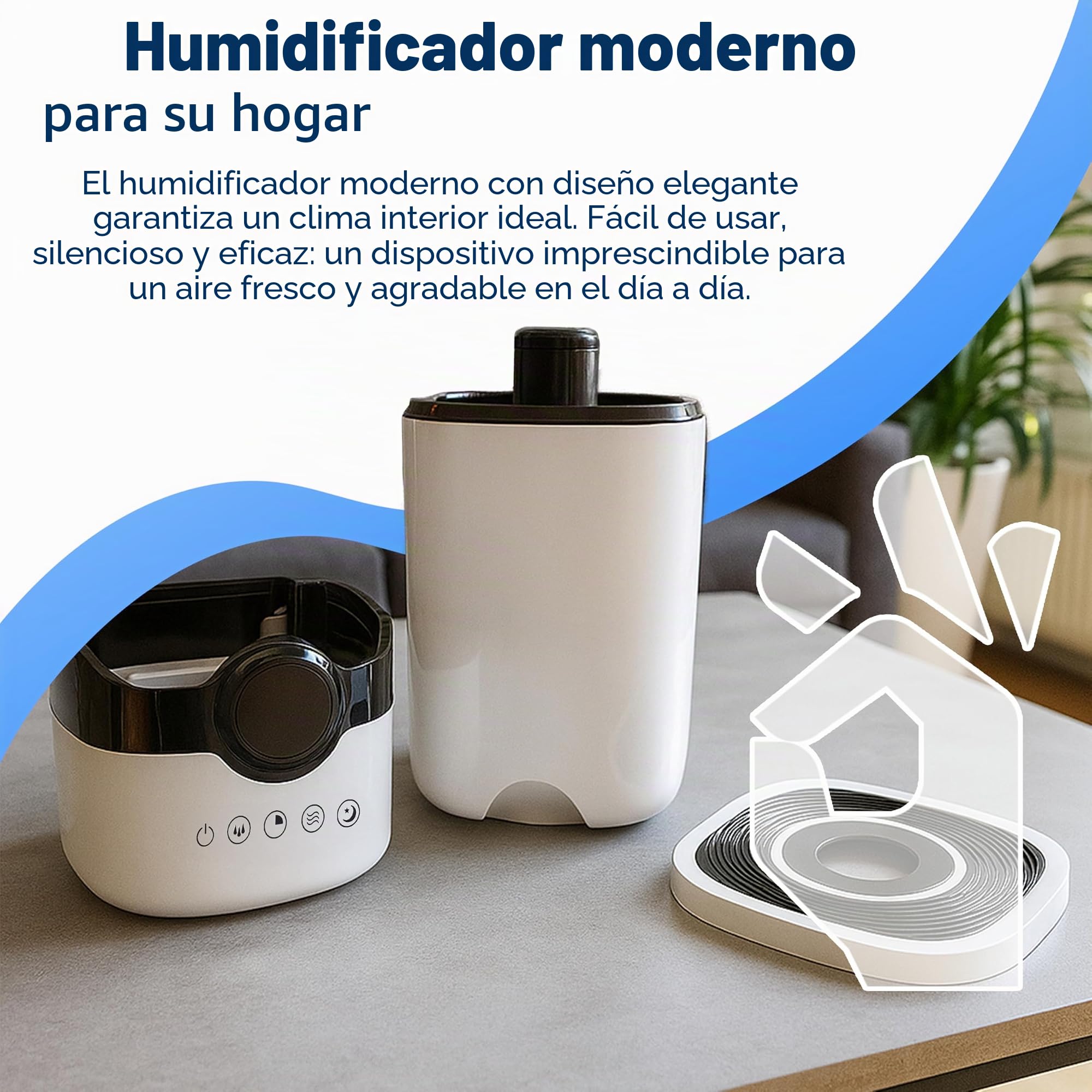 Retoo Humidificador ultrasónico contra aire de calefacción seco 4L, humidificador de habitación con mando a distancia para dormitorios, habitaciones infantiles y plantas, humidificador de aire