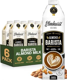 Elmhurst 1925 Almond Milk Barista Edition 32oz 6-Pack - Vegan Dairy-Free Non-GMO Froths for Lattes 3g Protein Simple Ingredients
