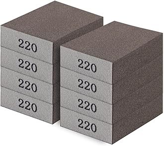 Romeda 8-Pack Sandpaper Block, 220 Grits Washable and Reusable Handmade Sanding Sponge, Drywall Sandpaper Blocks for Wooden Drywall Sheetrock and Metal Glazing