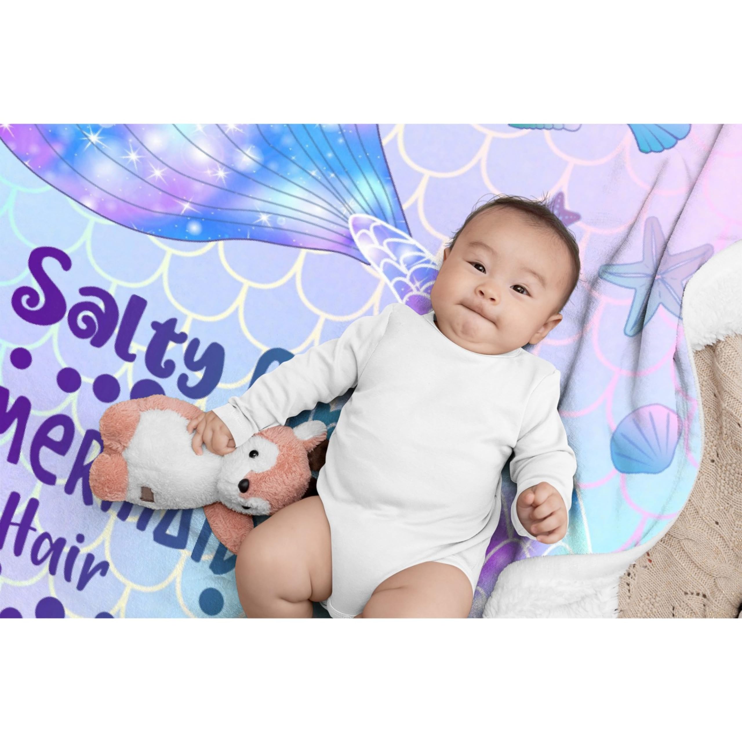 Homiehug Mermaid Blanket Funny Throw Fleece Soft Cozy Fuzzy Blankets for Gift Picnic Decor for Kids Girls Boys for Room Couch House Travel Full Size 40''×50''for Kids/Children