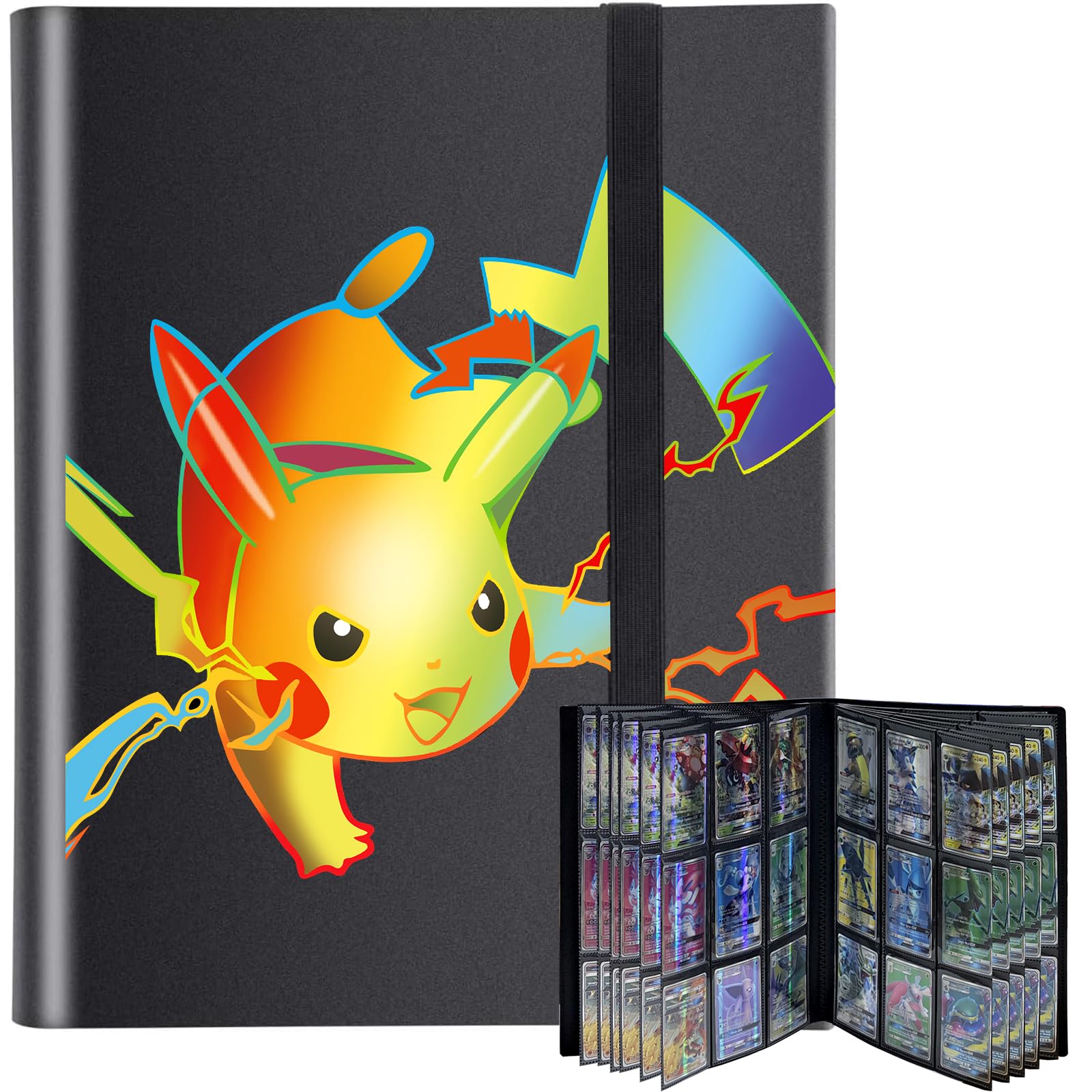 Sammelkarten album Kompatibel mit 360 Karten, 9 Pocket Sammelkarten Mappe, Karten Sammelalbum, Groß Spielzeug Karten Heft, Kindergeburtstags- und Weihnachtsgeschenke (360Black)