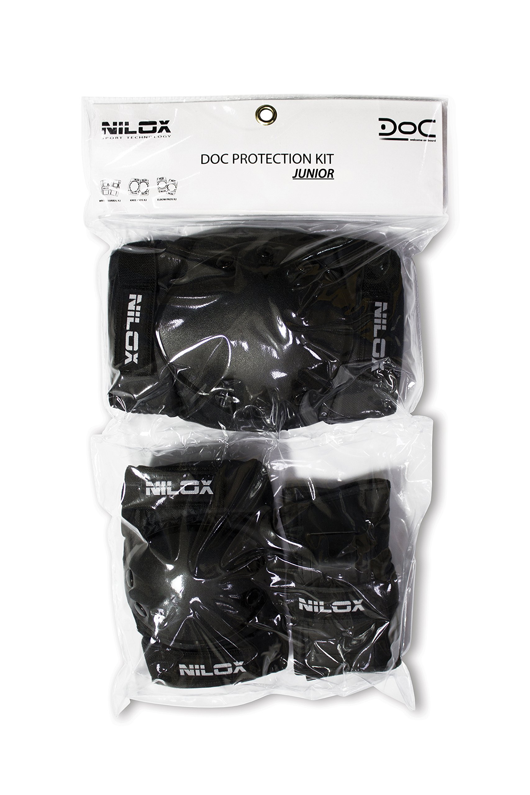 Nilox Doc Kit di Protezione Junior, Kit Protezione Gomitiere, Ginocchiere e Parapolsi, Protezione per Skate, Protezione in un'Unica Attrezzatura per Bicicletta, Monopattino, Pattini