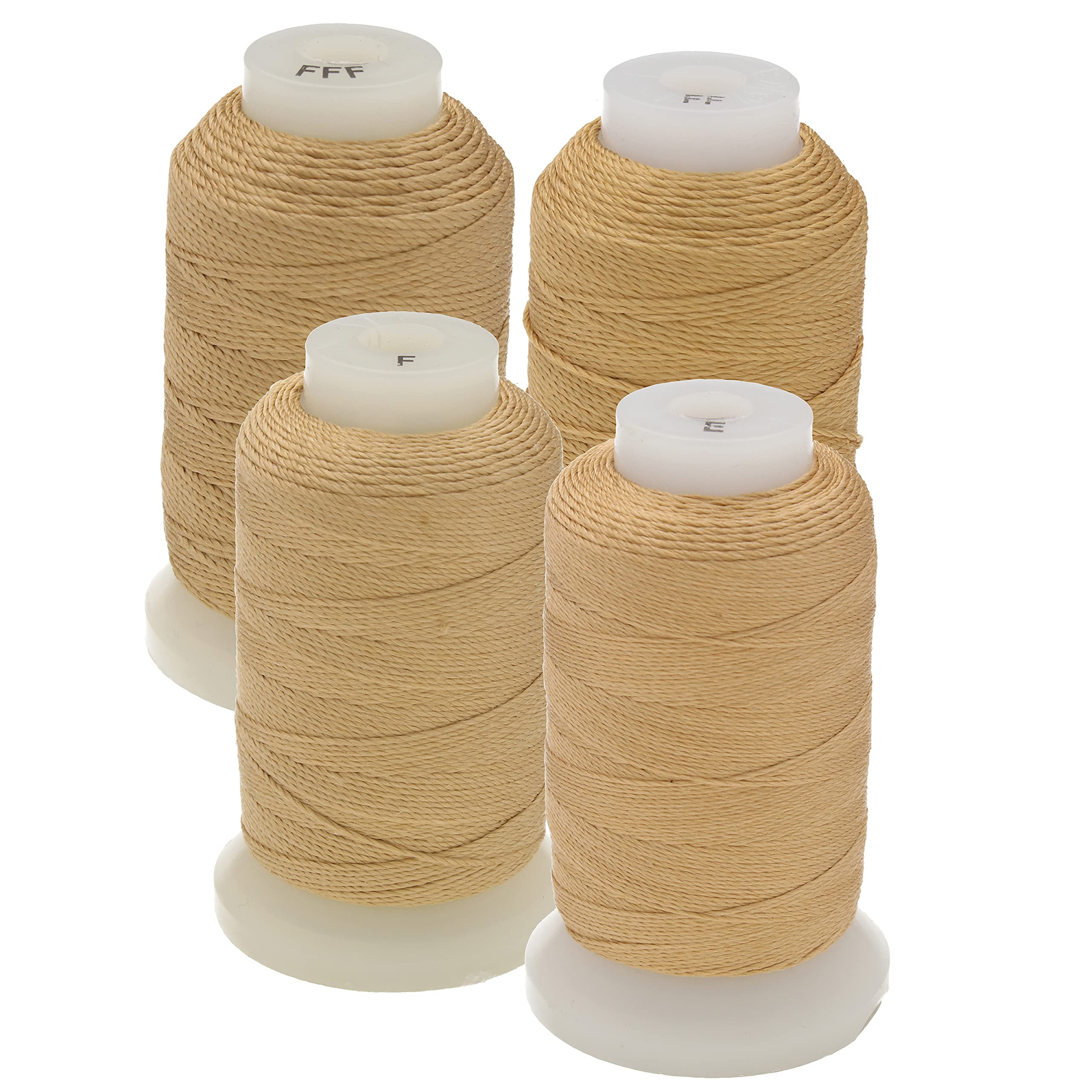 The Beadsmith Czysty sznurek jedwabny – Złoty, 4 Różne rozmiary (E, F, FF i FFF), 1/2 uncji każdy