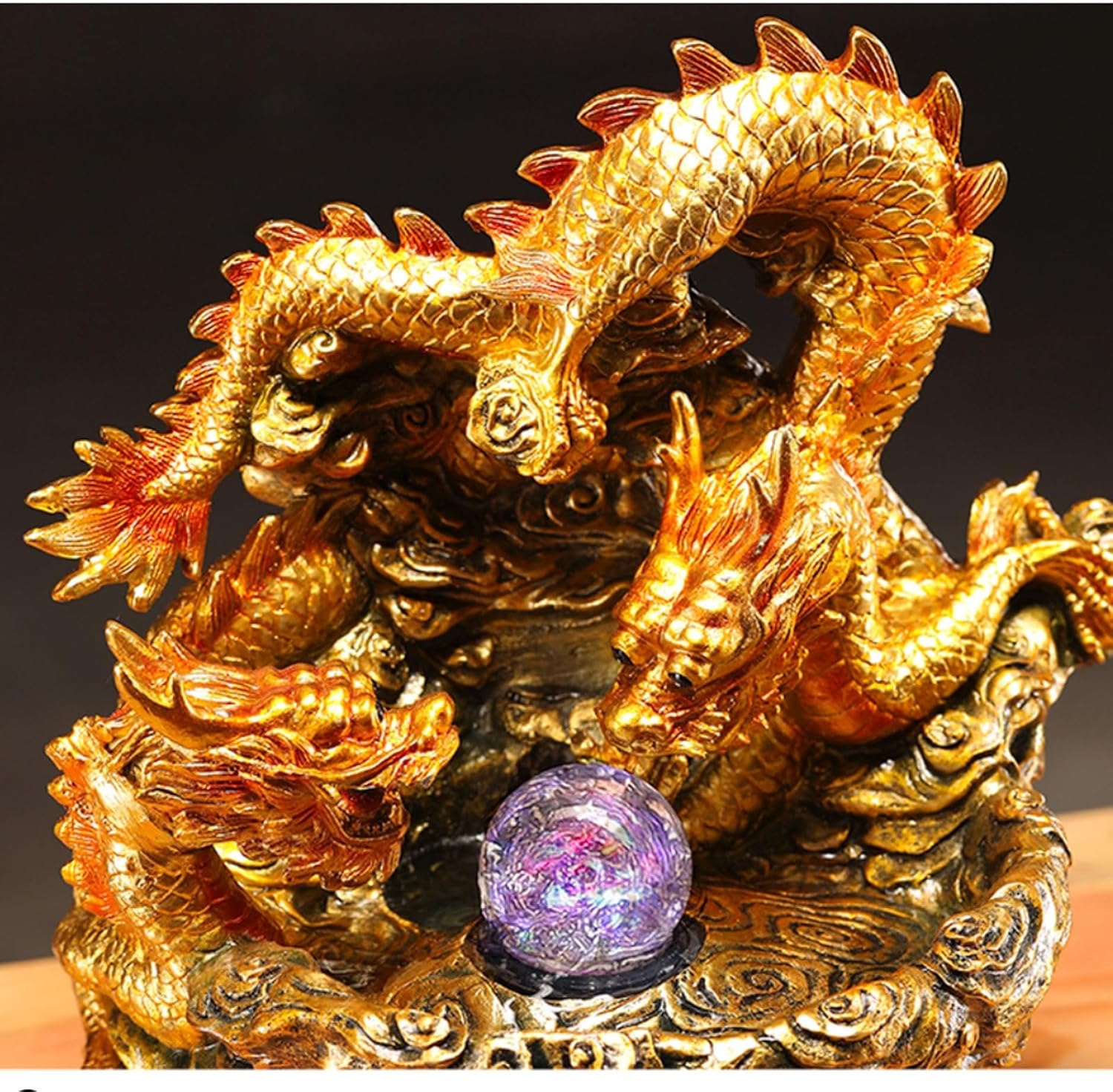 Lucky Dragon Statue Desktop Fountain Chinese Waterscape Decoration Indoor Waterfall Meditation Tabletop Water Fountain for Office Relaxing
