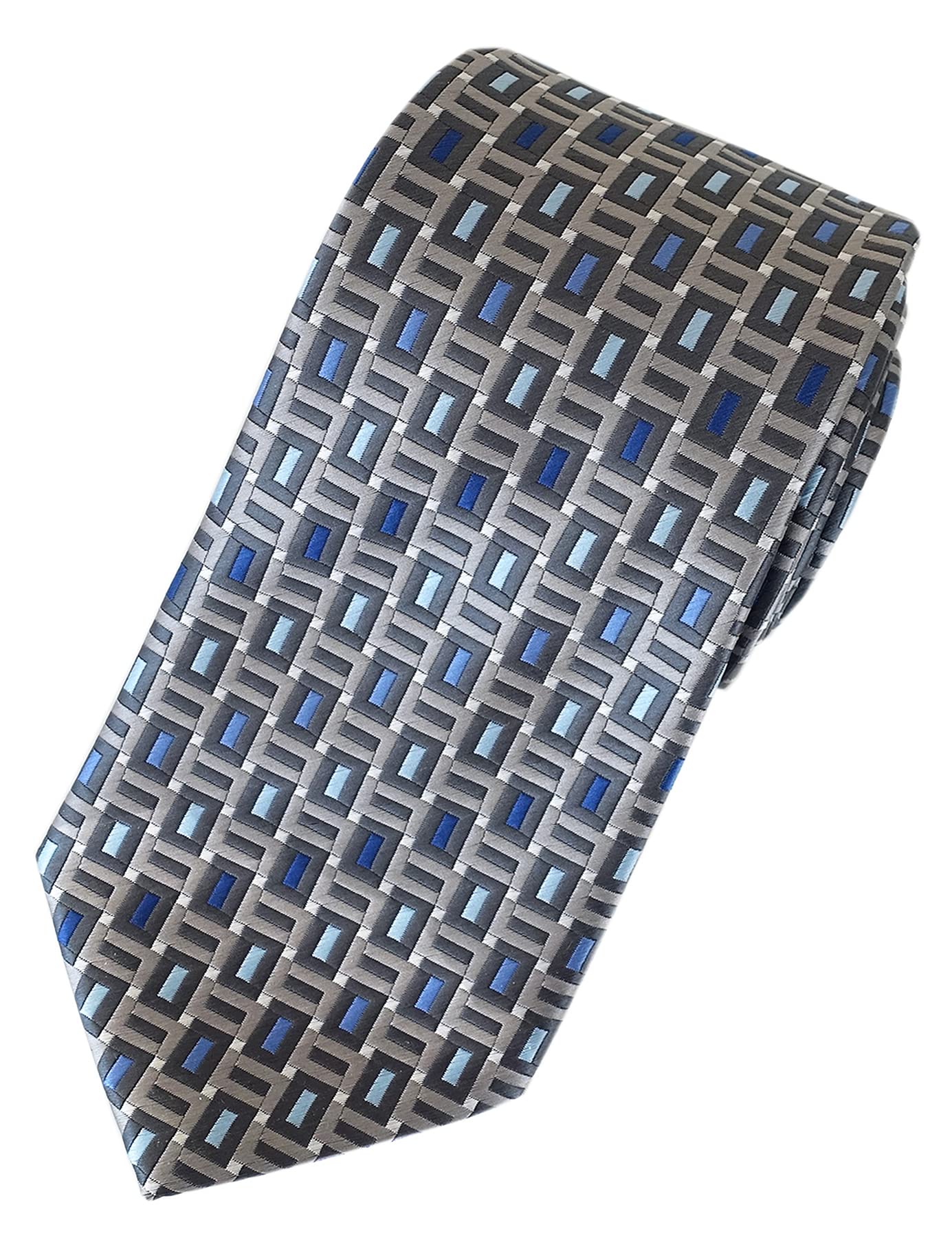 Towergem Extra Long Men's Tie Woven Jacquard Grey/blue Necktie XL 63"