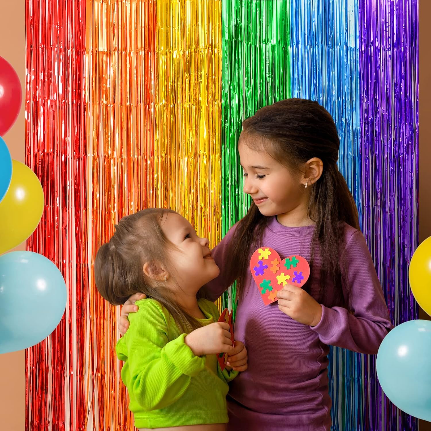 LOLStar Rainbow Foil Fringe Curtains, 2 Pack Pride Rainbow Party Decorations 1 x 2 m Tinsel Metallic Streamers Photo Booth Props Backdrop For Birthday Wedding Engagement Kindergarten Graduation Decor — view 6