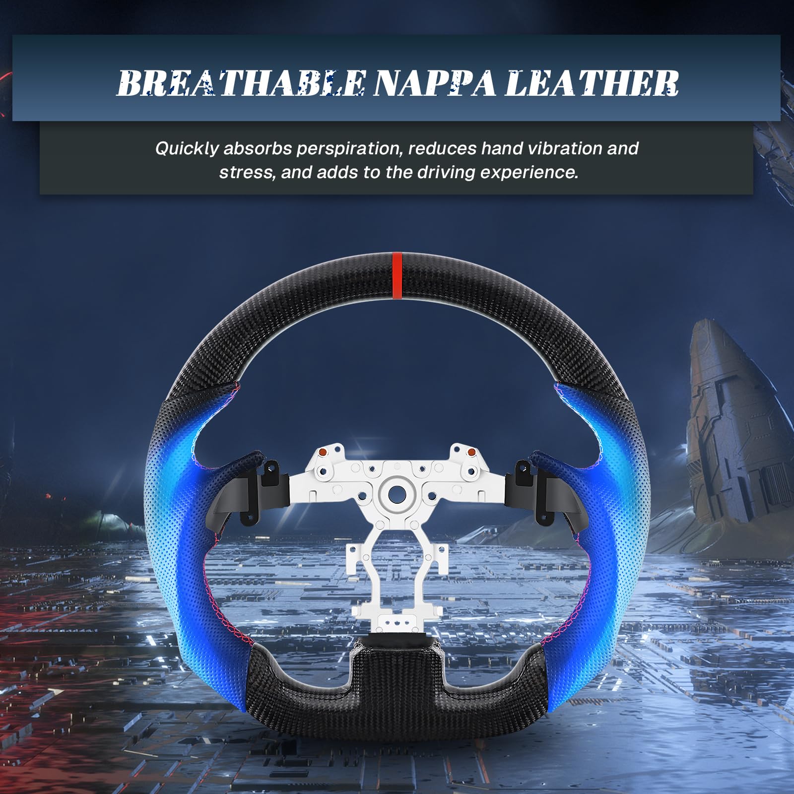 VOONKE Real Carbon Fiber Steering Wheel For Infiniti G37 With stitching D-shaped Nappa Perforated Leather Flat-bottom Steering Wheel For Infiniti G37 2009-2013