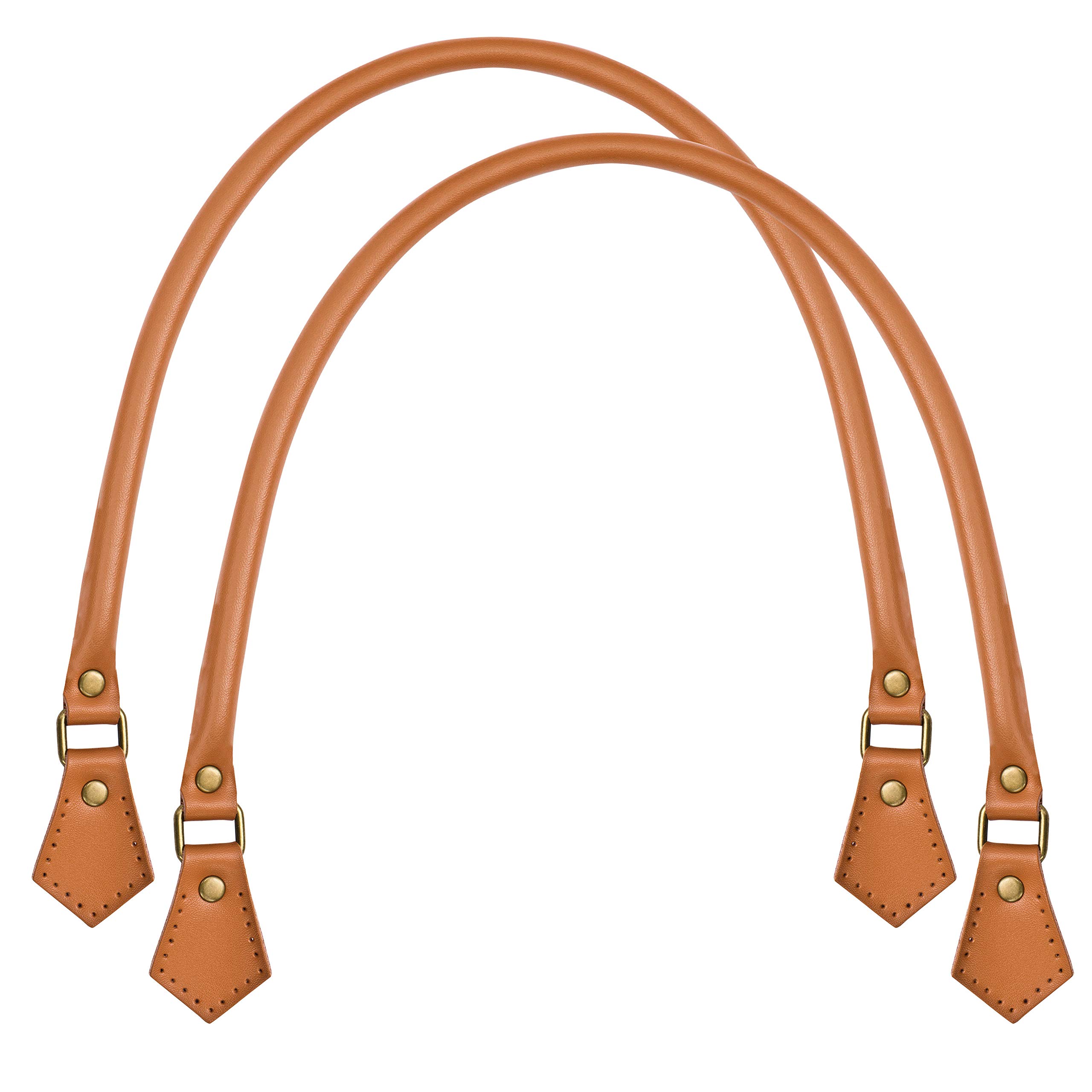 Real Leather Replacement Bag Handles 14 Colors (1 Pair) (Light Brown, 60cm)