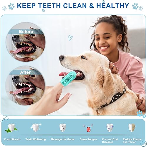 Miniatura 4 de LDIIDII Cepillo de dientes para perro, kit de cepillado de dientes de perro, paquete de 4 cepillos de dientes para perros para limpieza de dientes