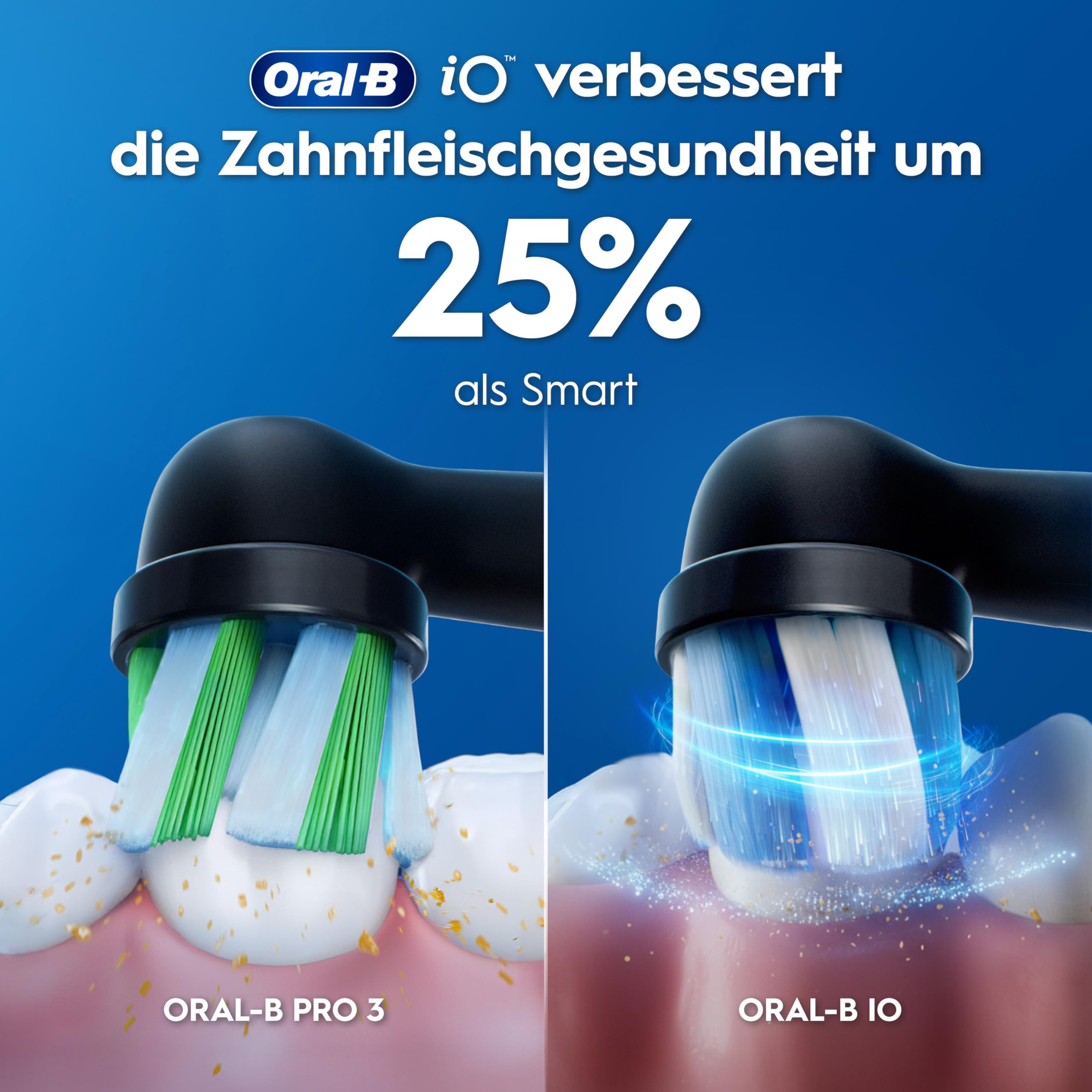 Oral-B iO Series 3 Elektrische Zahnbürste, Schwarz | Inkl. 1 Aufsteckbürste, GUT GETESTET von STIFTUNG WARENTEST, Electric Toothbrush mit 3 Putzmodi für Zahnpflege