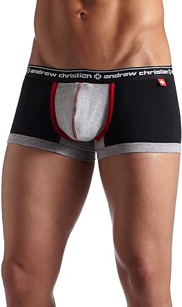 Andrew Christian Men's Show-It Boxer,Black/Heather Grey,X-Large