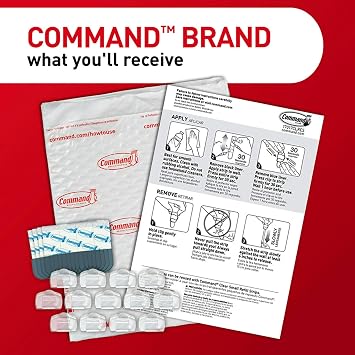 Command Clear Cord Clips, 13 Clips, 16 Strips