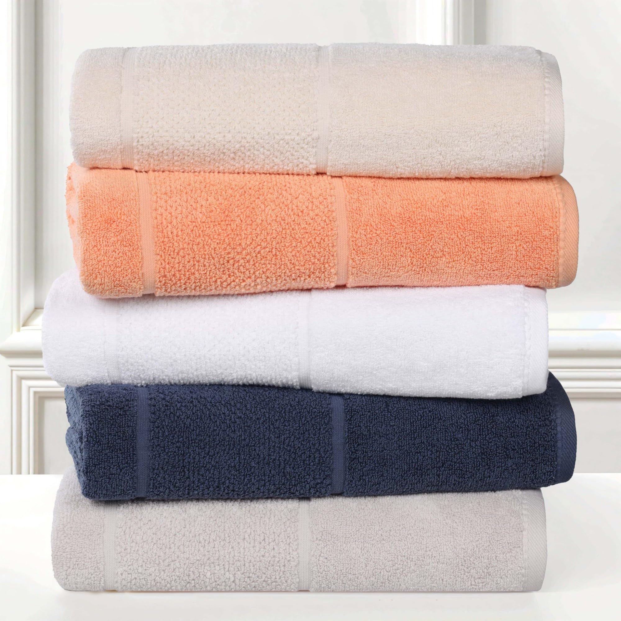 Superior Mile Smart Twist - Toallas pequeñas de algodón de peso medio, para cocina, baño, ducha, spa, felpa, secado rápido, esenciales ultrasuaves, detalle de borde, toallas faciales, juego de 12,