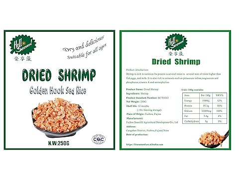 Miniatura 6 de camarones secos, camarones cocidos secos, camarones del estrecho de Taiwán, camarones naturales (1 bolsa (8.82oz))