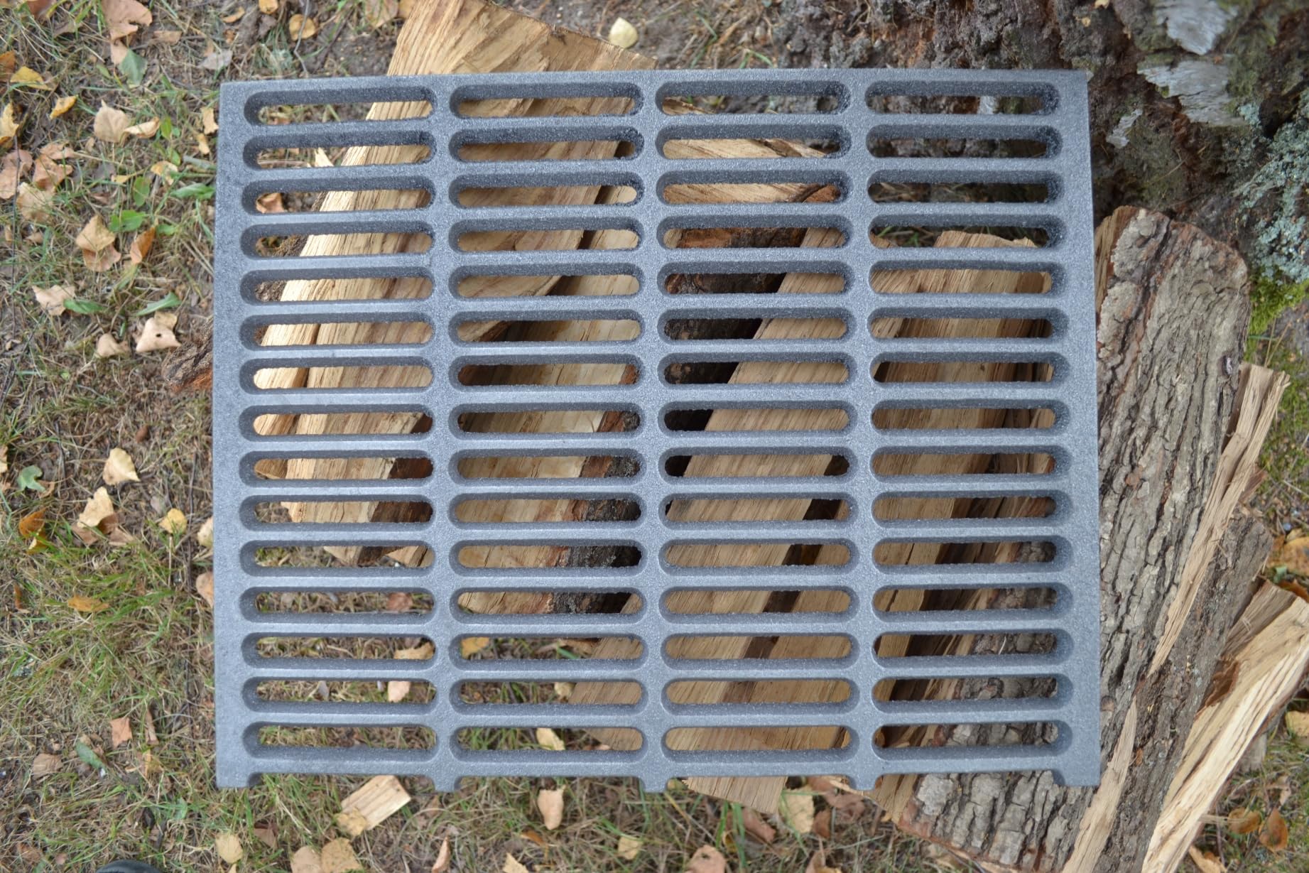 SEZAM Griglia in ghisa, 43 x 35 cm, griglia per stufa, griglia per cenere, vari diametri, adatta per camino, griglia da tavolo, griglia del forno, griglia del fuoco, griglia per carbone, barbecue