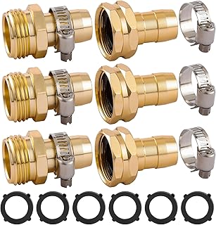 3 Set Garden Hose Repair Connector Kit with Clamps, Fit for 3/4" or 5/8" Garden Hose Fitting, Male and Female Hose Adapter, Water Hose Repair Kit