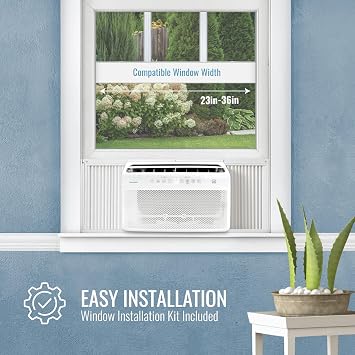 Keystone Energy Star 8,000 BTU Window Mounted Inverter Air Conditioner with Quiet, High Efficiency Operation and Remote, Window AC Unit for Apartment, Living Room, Medium Rooms up to 350-Sq.Ft.