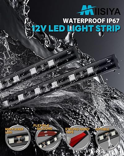 Miniatura 6 de Tira de luz LED de 12 V de 12.7 pulgadas, impermeable, color ámbar, para automóvil, carrito de golf, motocicletas, camiones, barcos, tira de luces